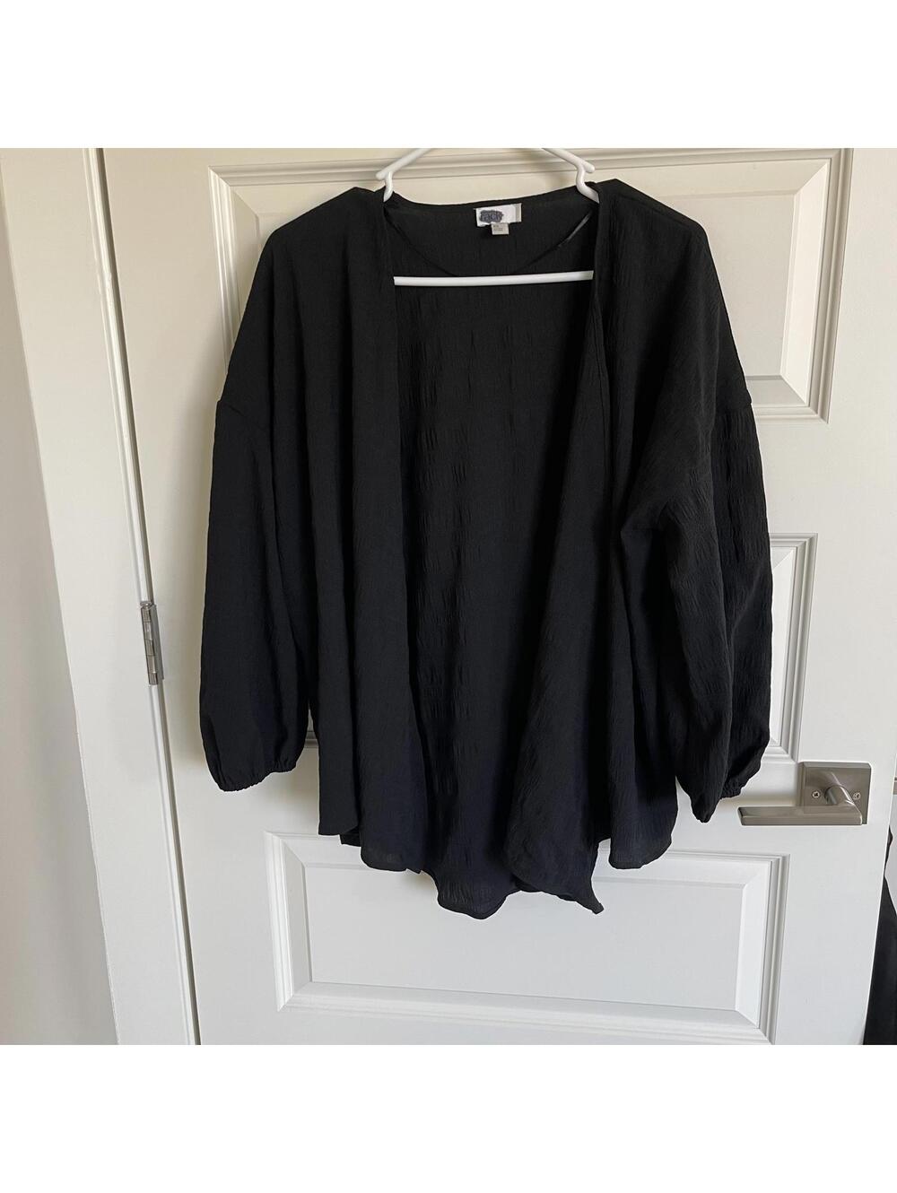 Nordstrom Rack Black Textured Open Front Cardigan XS
